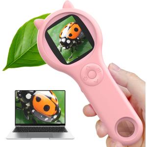 Portable Handheld Mini Digital Microscope for Kids - Educational Science Toys, Christmas & Birthday Gifts for Age 3-8 Girls & Boys (Pink) (1 Pc)