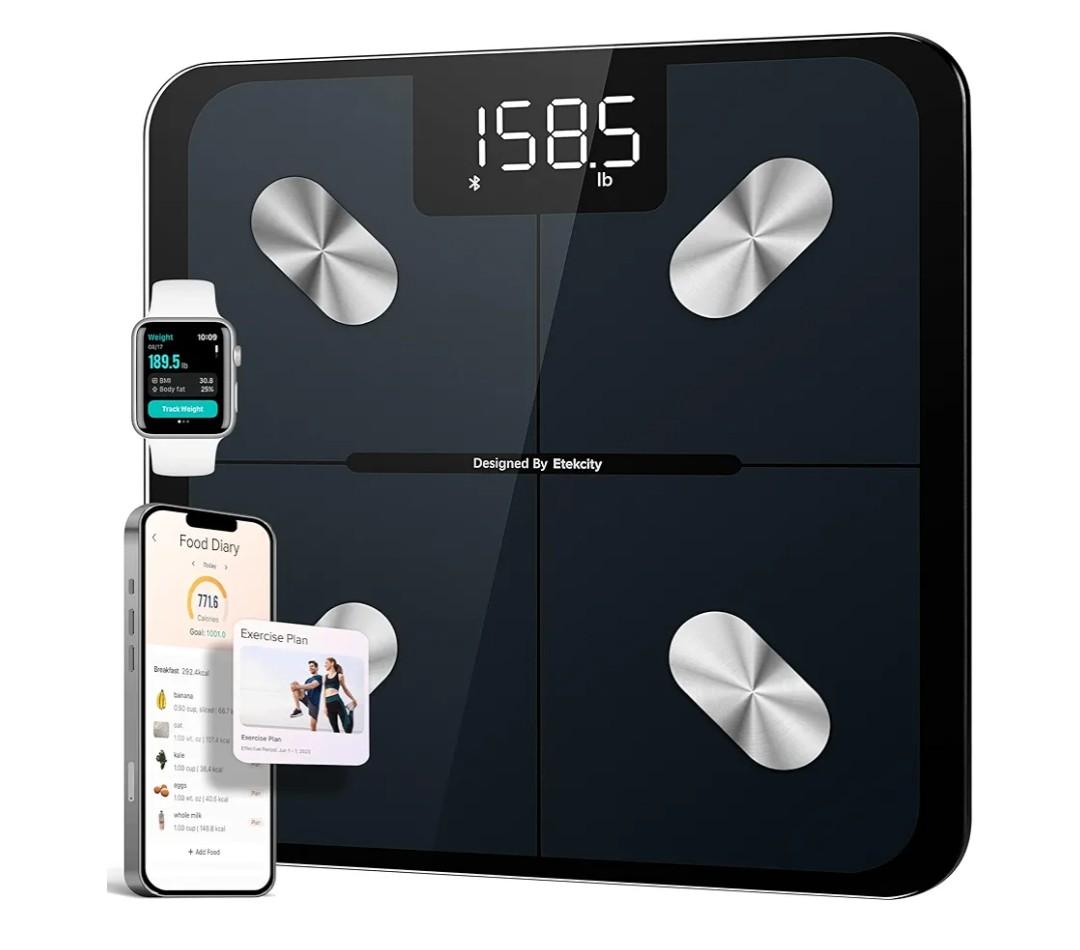 Etekcity Smart Scale for Body Weight, FSA&HSA Eligible, Bathroom Digital Weighing Scale with BMI, Body Fat, Muscle Mass, Accurate Bluetooth Home User Health Equipment Sync Apps, LED, Tempered glass