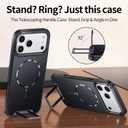 Magnetic & Seamless Stand for iPhone 17 Pro Case, Telescoping Handle Invisible Adjustable Kickstand & Ring Holder,Fit for MagSafe,Camera Control,Premium Matte Phone Case for 17 Pro(Black)