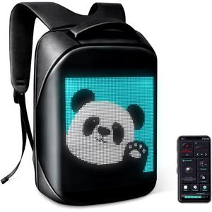 Laptop Backpack with Programmable Screen, App Control Led Laptop Backpack, Waterproof Led Bag, Travel, Motorcycle Backpack, Unique Gift for Men or Women,15.6 Inch Laptop (Black)
