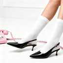 GENSHUO Kitten Heel Slingback Closed Pointed Toe Low Heels Pumps Women 2 Inch Short Strap Dressy Comfortable Wedding Dating Work Shoes Black Patent Size 9