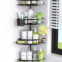 Floor Standing Corner Shower Caddy: 4-tier Rustproof Freestanding Shower Organizer Shelf for Inside - No Drilling Bathroom Rack Stand Black