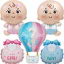 Baby Balloons Boy or Girl Gender Reveal Decorations Pink and Blue Baby Shower Decorations Gender Reveal Foil Balloons 5 Pcs
