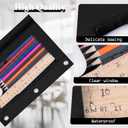 LaOficina 50 Packs Wholesale 3 Ring Binder Pouches, Zippered Binder Pencil Pouch with Clear Window, Clear Pen Case Bulk Suitable for School and Office(Black)