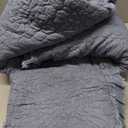 HORIMOTE HOME Blue Ruffled Quilt King Size, Stone-Washed Microfiber Lightweight Crinkled Farmhouse Rustic Shabby Chic Bedding Set, 3 Pieces Reversible Bedspread with Pillow Shams for All Season (King(106"x 96"))