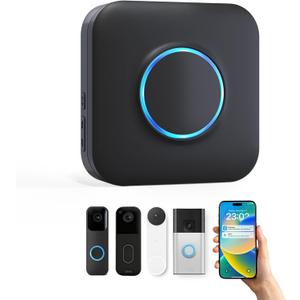 WIFI Doorbell Chime for Google Nest, Ring, Blink - Wireless Doorbell Extender with LED Flash Alert, No Transmitter Needed, Easy Setup Receiver (1 Pack)