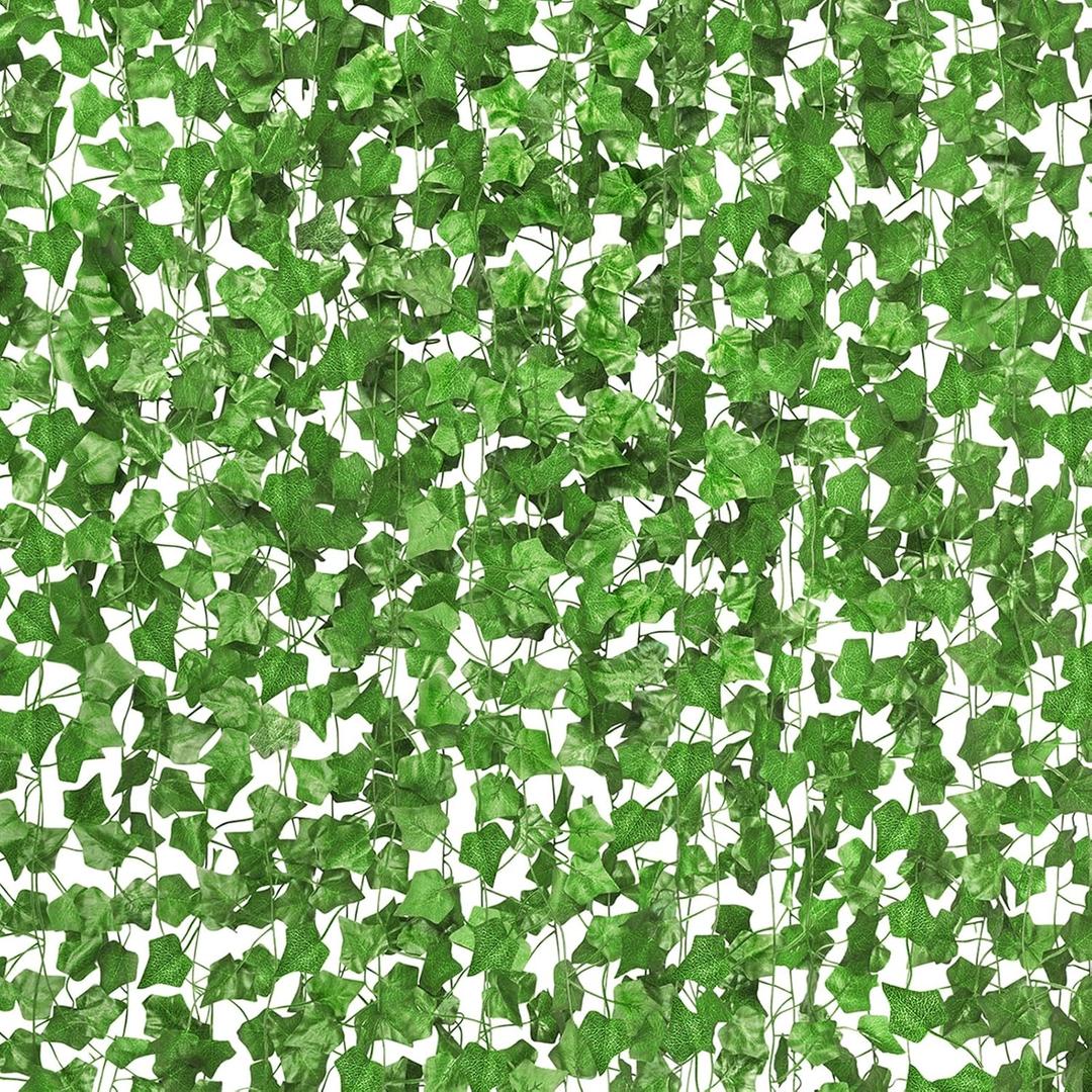 CQURE 84 Pack 588Ft Artificial Ivy Garland, Fake Vines UV Resistant Greenery Leaves Fake Plants Hanging Aesthetic Vines for Home Bedroom Party Garden Wall Room Decor