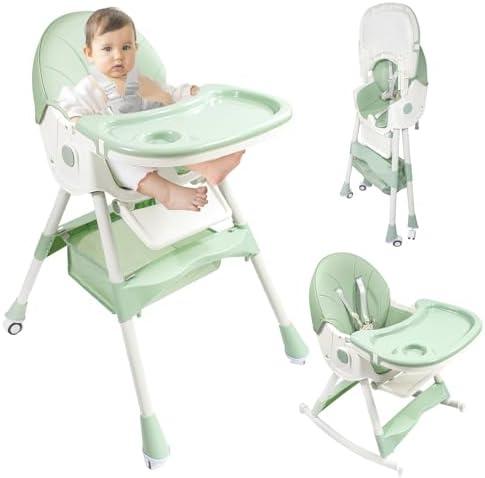 High Chairs for Babies and Toddlers with 360 Degree Rotatable Wheels，6 in 1/3 in 1 Foldable and Portable Children's High Chair，Suitable for Babies of All Ages to Grow Up