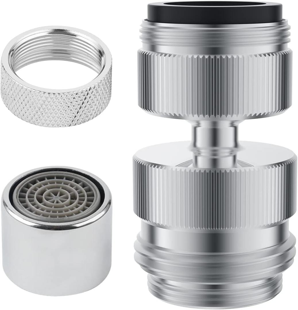 Hibbent Faucet to Garden Hose Adapter Kit, Sink Hose Attachment Faucet Adapter to Garden Hose 360-degree Swivel with Removable Faucet Aerator Garden Hose Sink Adapter - Chrome Finished