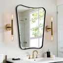 POZINO 36"x24" Irregular Beveled Bathroom Mirror for Over Sink