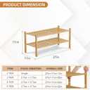 2 Tier Bamboo Shoe Rack Storage Organizer for Closet, Multifunctional Stackable Free Standing Shoe Shelf Organizer for Small Space,Entryway,Hallway,Bathroom 27"x11"x13"(Natural, 2 Tier)