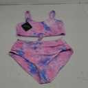 ZAFUL Women's High Waisted Tankini Swimsuit Scoop Neck Ruched Bikini Set Tummy Control 2 Piece Bathing Suit, Small