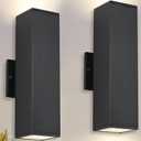 ZSMAIKU Outdoor Light Fixture,Black Outdoor Porch Light, Up And Down Modern Exterior Wall Light for for Front Door, Patio, Garage Include 4 * 7W Warm White LED Bulbs, Waterproof, Aluminum, 2 Packs (14 IN-2pcs)