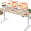 TIQLAB Electric Standing Desk, Adjustable Height Stand up Desk, 55 * 28 Inches Sit Stand Home Office Table with Splice Board,Light Walnut