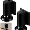 2 Pack Adjustable Magnetic Door Stoppers, Drilled Mount or No Drill Invisible Doorstops for Inside Door with Installation Screws and Adhesive Stickers, Protects Wall from Damage (Black)