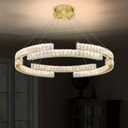 D24'' Modern Gold Crystal Ring Chandeliers for Living Room Dinning Room Crystal Pendant Light Dimmable 3000k-6000k, D47.5"+D40"+D32"+D24"+D16"