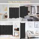 MAYOLIAH 6 Panel Folding Privacy Screen 9ft Wide, 6ft Tall Partition Room Divider Portable Office Walls Dividers, Black