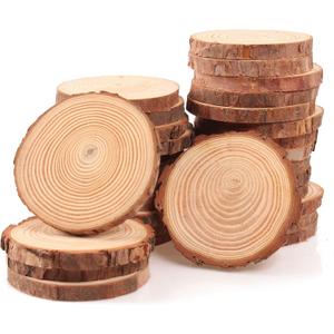 Unfinished Natural Wood Slices 30Pcs 3.5-4 Inch Round Wood Discs for Crafts Wood Christmas Ornaments,Wedding Centerpieces Paintings DIY Crafts Disc Coasters