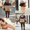 Yilanmy Plus Size Suspender Pantyhose for Women, 40D Sheer Tights Garter Belt Thigh High Stockings (Beige, XXL)