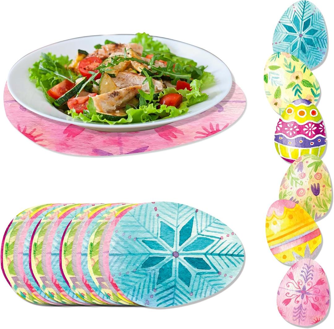 30 Pcs Easter Disposable Placemats Round Cartoon Placemats The Perfect Choice for Holiday, Party, Home Kitchen, and Table Decorations (Style 1)