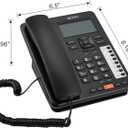 Ornin 2-Line Corded Telephone Systems for Small Business and House, Desk Phone Only (Black)