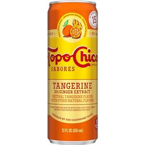 Topo Chico Sabores Tangerine with Ginger Extract 12oz Can (Pack of 7), No BB Date