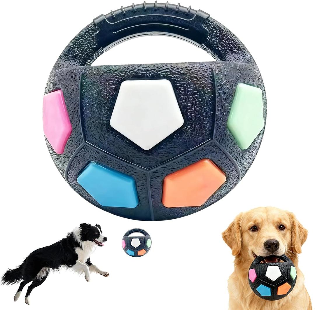 The Mellow Dog Calming Ball with Handle,Dog Toy Ball with Handle,Squeaky Floating Rubber Balls,Interactive Balls for Dogs Playing, Interactive Pet Toy for Water Play,Training & Outdoor Games (Black)