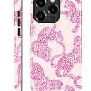 Compatible with iPhone 14 Pro Max Case - Dual-Layer Protection, Hard Shell with Silicone Interior,Slim Scratch Resistant Shockproof for Woman Men - Pink Cheetah