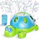 Water Sprinkler for Kids, 2-in-1 Sprinkler Toys with Bubble Machine, Turtle Toddler Outdoor Backyard Games Splashing Toys for Summer Fun, Children's Sprinkler for Kids Age 3-5 4-8 Girls Boys Gift, Pack 2