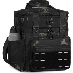 Lunch Box Cooler Bag - Insulated Tactical Lunchbox for Men - Large Lunch Pail or Adults Work Outdoor Shifts Trips Black Camo 16L