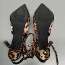 Coutgo Womens Slingback Kitten Heels Closed Pointed Toe Pumps Ankle Strap Work Dress Shoes, Leopard, Size 7