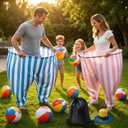 2Pcs Granny Pants Yard Game for Adults, Giant Pants Outdoor Game with 8 Bouncy Balls, 1 Pumps & Storage Bag, Funny Backyard Party Game for Easter, Carnival & Family Gatherings