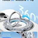 SYNCWIRE Magnetic Phone Ring Holder for MagSafe - Glitter Phone Grip Stand with 360 Rotation & Reinforced Hinge, Compatible with iPhone 16 15 14 13 Pro Max Plus MagSafe Accessories - Glitter Silver
