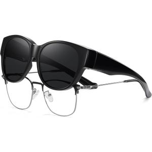 HAOLOTA Fit Over Glasses Sunglasses for Women Polarized, Trendy Cat Eye Sunglasses Wear Over Glasses, UV Protection