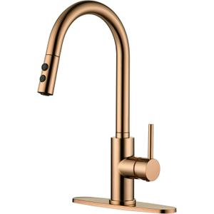RULIA Kitchen Faucet, Kitchen Sink Faucet, Sink Faucet, Pull-Down Kitchen Faucets, Bar Kitchen Faucet, Copper Rose Gold, Metal Spray Head, RB1025