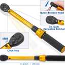 YIYEIE 1/4 Inch Drive Bike Torque Wrench, 1-25 Nm (10-222.5 in.lb), 27 PCS Click Bicycle Torque Wrench with Bit Sockets, 0.1 Nm Micro, 72-Tooth Ratchet, 3/8 Adapter, for MTB, E-Bike, Motorcycle