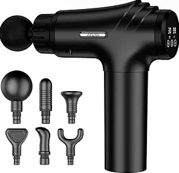 AYURA Massage Gun Deep Tissue, Muscle Massager Gun for Pain Relief, Percussion Massage Gun with 30 Speeds & 6 Heads, Portable Handheld Back Massage Gun for Athlets Men Women