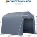 6X8 ft Heavy-Duty Portable Motorcycle Storage Shed with Roll-Up Door & Vent, 220g Waterproof PE Tarp & UV Protection, Motorcycle Shed for Motorcycles, Firewood, Garden Tools - Gray