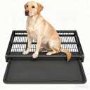 Indoor Dog Potty Toilet, Elevated Pee Pad Holder for All Breeds, Keeps Paws & Floors Clean, Ideal for Bedroom/Dorm, Rainy Days & Early Mornings/Late Nights (Black,M: 24.4 x 17.7 x 3.2 inch)