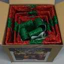 MorTime Set of 3 LED Boxes with Green Bows, Lighted Red Boxes with 60 LED Light String for Christmas Indoor Outdoor Home Yard Party Decoration