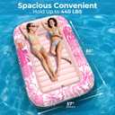 Inflatable Tanning Pool Lounger Float with Protection Tarp, 85" x 57" Pool Floats Adult with Pillow, 6 in 1 Suntan Tub Raft Floatie, Sunbathing Water Bed Lounge Blow Up Kids Ball Pit Party Gifts-Pink
