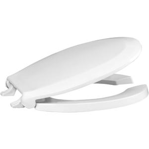 Centoco Toilet Seat Round, Open Front with Cover, Heavy Duty Commercial, Stainless Steel Hinge, Plastic, Made in the USA, 460STS-001, White