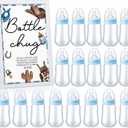 Roowest Bottle Chug Baby Shower Games Sets Including 18 Pcs Feeding Bottles with 1 Bottle Chug Wooden Sign for Gender Reveal Baby Shower Party Supplies(Blue,Cowboy)