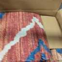 Area Rug 10x14 Rug Machine Washable Non-Slip Low Pile Print Pattern Western Rug for Living Room Bedroom Entryway Tribal Series -Red/Orange