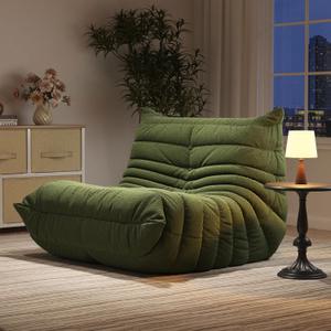 Bean Bag Chairs for Adults, Memory Foam Couch Single Sofa Chair, Soft Teddy Material Cozy Comfy Reading Nook Chairs, Floor Chair for Living Room Bedroom Office (Green)