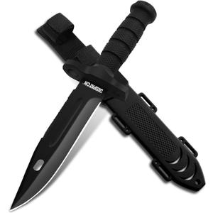 Dispatch Fixed Blade Hunting Knife with Sheath, 12-inch Survival Knives for Men Tactical Bowie Knife with Non-Slip Handle for Bushcraft, Outdoor Camping