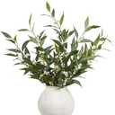 Artificial Plants, 6 Pcs 39 Inch Green Faux Stems for Vase,Faux Branches Greenery Stems Artificial Plants & Flowers for Home Decor (White Blossom)