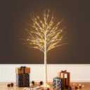 5FT White Birch Tree with Lights - Lighted Birch Tree with 96 Warm White LEDs for Holiday Decor,Waterproof,Remote Control Lighted Trees for Indoor and Outdoor Decoration,Dimmable for All Seasons
