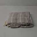 Linen Embroidery Striped Farmhouse Curtains for Living Room and Bedroom - Light Filtering Tassel Boho Drapes 2 Panels Set - Rod Pocket (52" W x 96" L, Khaki)