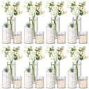 Nuogo 20 Pcs Plastic Cylinder Vases Tall Clear Flower Vases for Centerpieces Hurricane Candle Holder for Home Wedding Office Party Formal Dinners Decorations (4''/6''/8'')